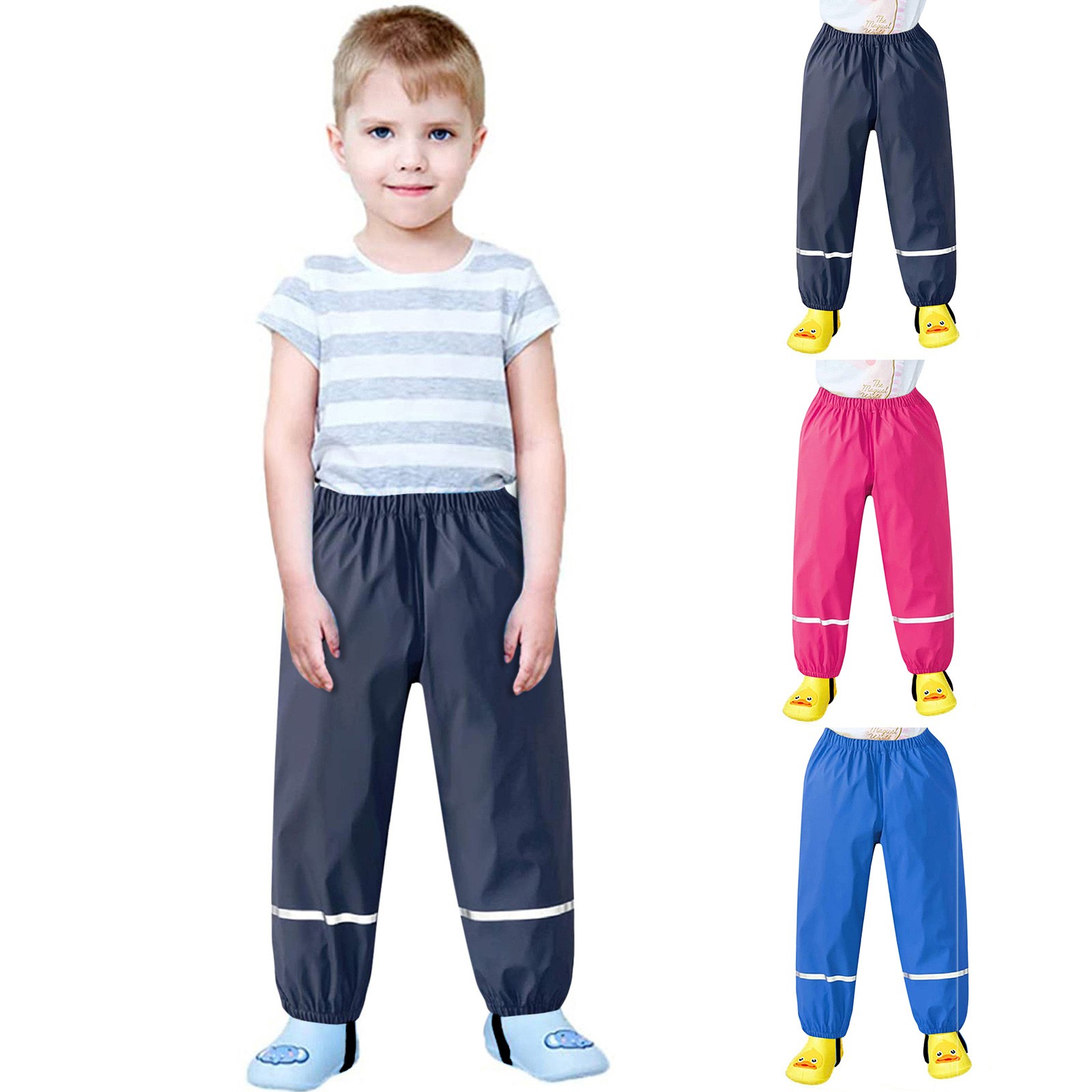 Utoimkio Toddler Waterproof Rain Pants Dirty Proof Breathable Trousers Windbreak Cute Outwear Pants for Boys and Girls 2-12 Years